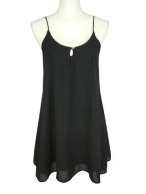 Love Lucy Love Black Layered Slip Dress XS Sheer Flowy Tank